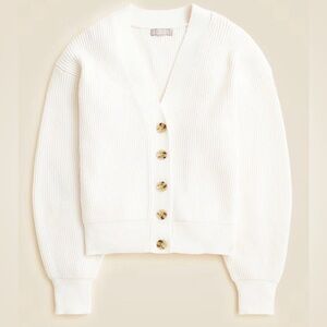 J. Crew Cream Ribbed Sculptural Button Up Cardigan Size Small NEW!